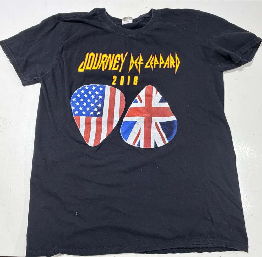 Gildan Journey Def Leppard 2018 Tour T-Shirt Size M Black Cotton